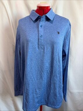 Long-Sleeve Heather Blue Polo Shirt